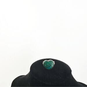 Malachite Heart .925 Silver Ring. Size 11